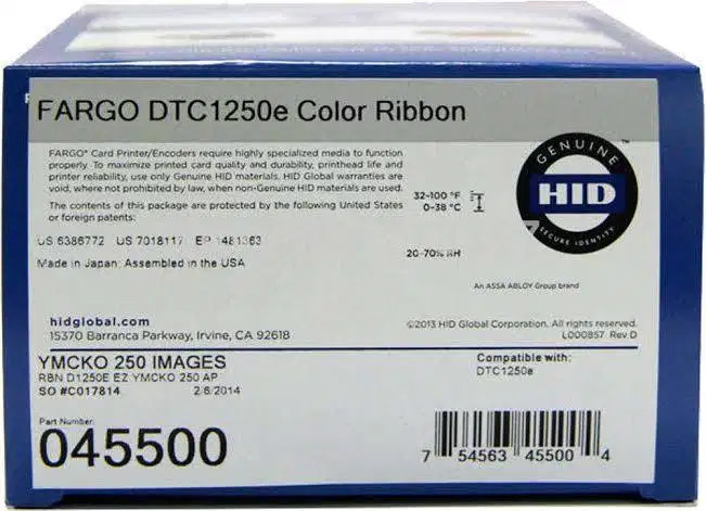45000 DTC1000 YMCKO Ribbon BOX